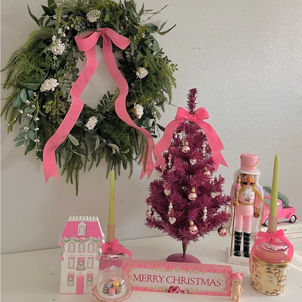 Barbie-Inspired Pink Christmas Tree 22” Coquette Glam Holiday Decor